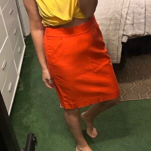J. Crew Bright Orange Pencil Skirt